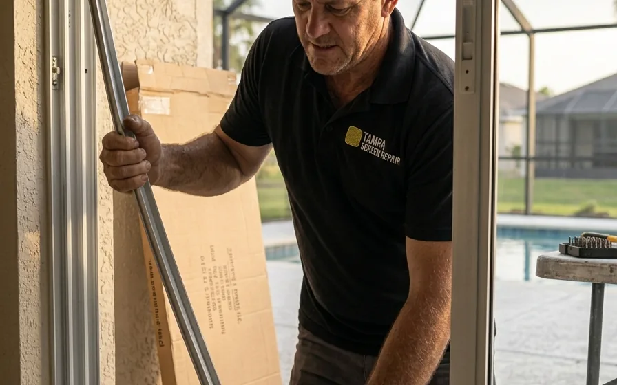 Pool Screen Door Replacement on a Tampa pool enclosure